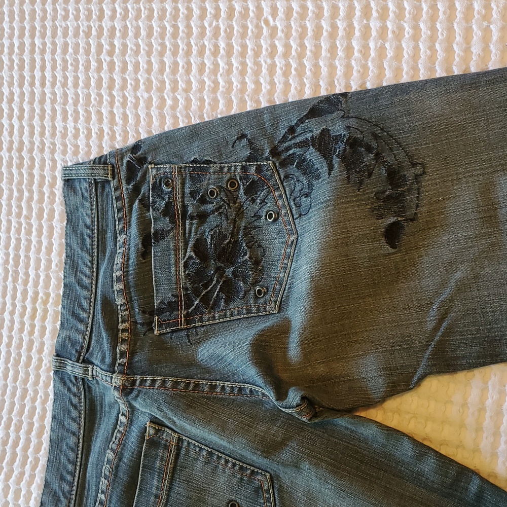 Embroidered Button Fly Jeans - Picture 6 of 14